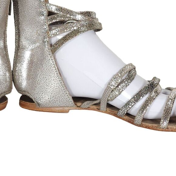 Free People Women's Juliette US7,5 EU38 Silver Metallic Lace Gladiator Sandals - Picture 8 of 14